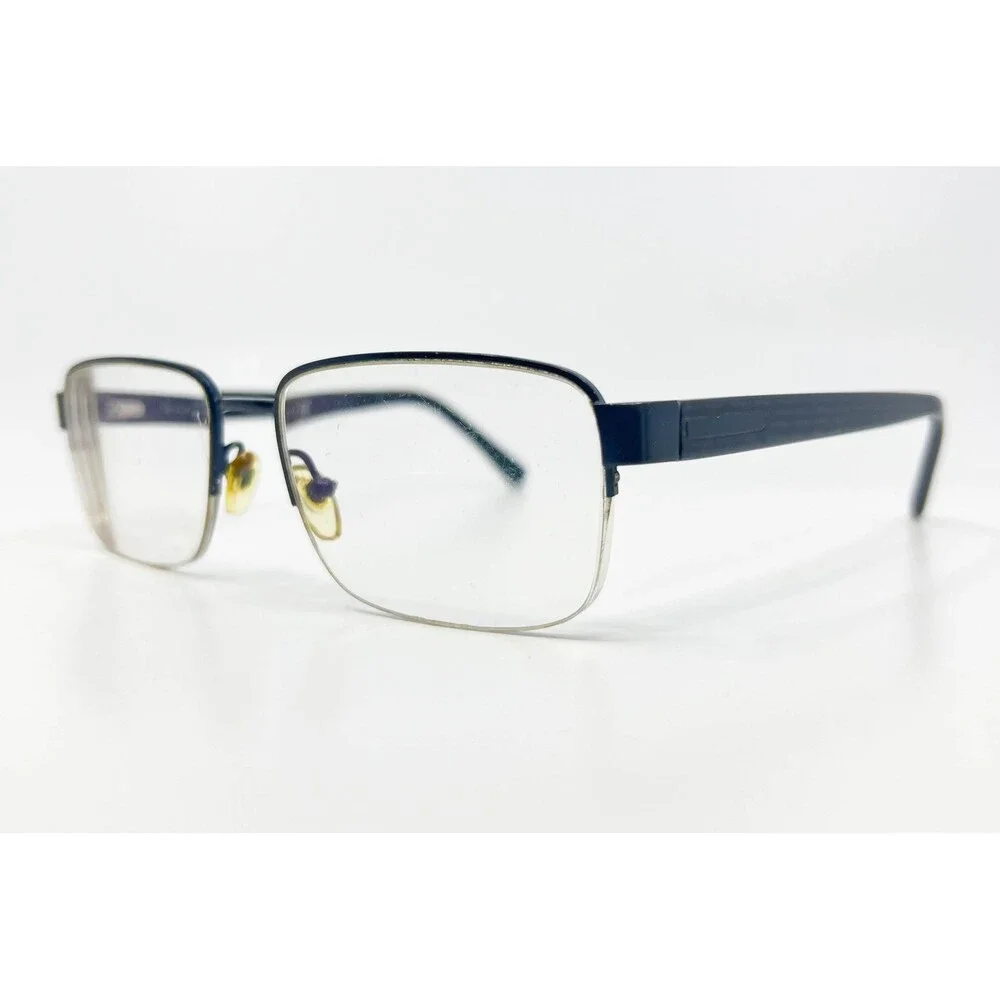 Foster Grant Eyeglass Frames Mens Blue Rectangle Half Rim M7 1029 55-17-145